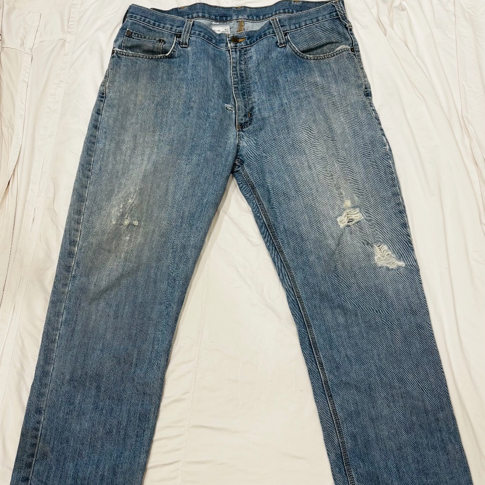 Carhartt Jeans Mens 40x30 Blue Relaxed Fit Straight Leg Denim Workwear Pants
